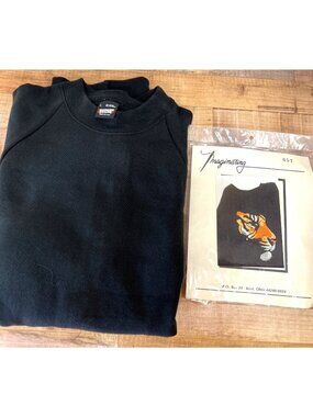 Tiger Cross Stitch Kit With Black Sweatshirt Size L By Screen Stars Includes Ins